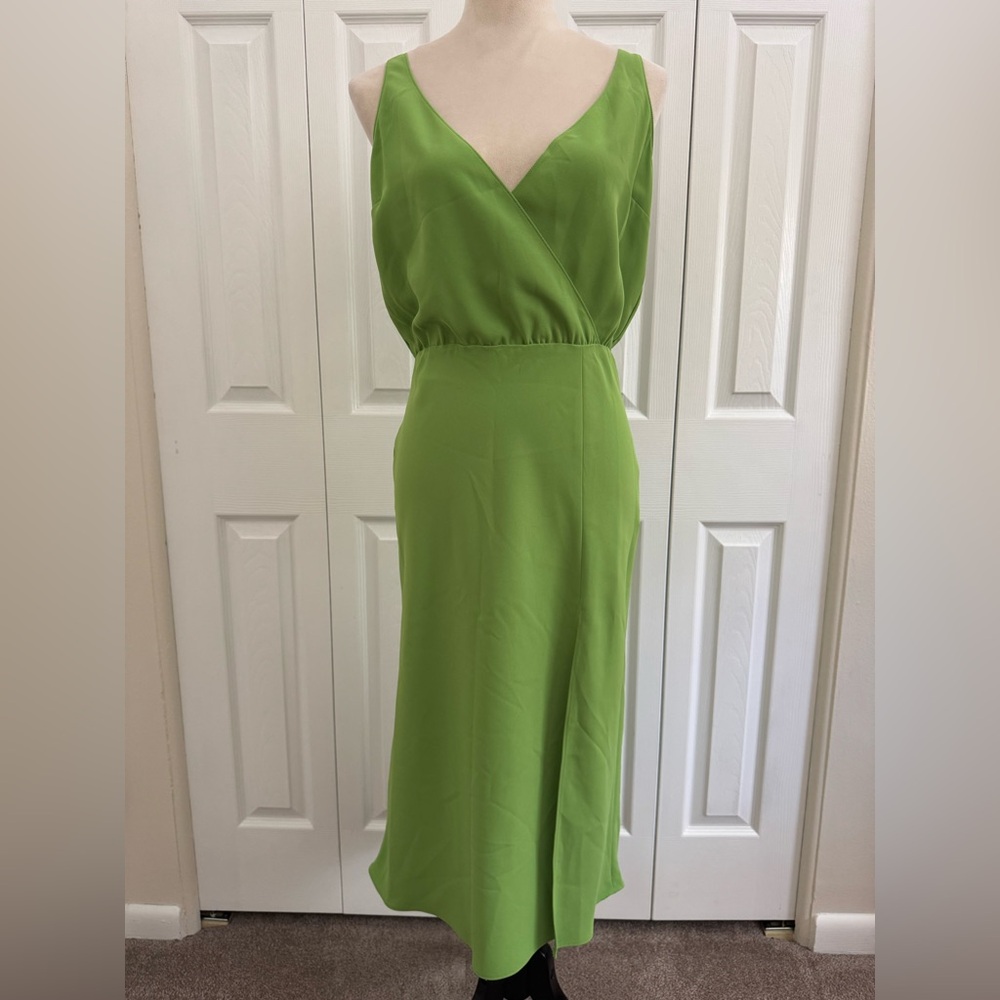 NWT Amanda Uprichard NY SzSm Vibrant Green sleeveless deep V neck dress